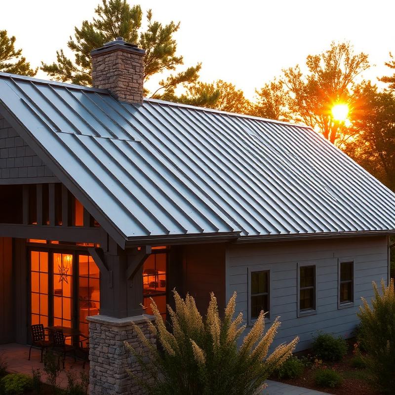 Standing seam metal roof on a modern farmhouse