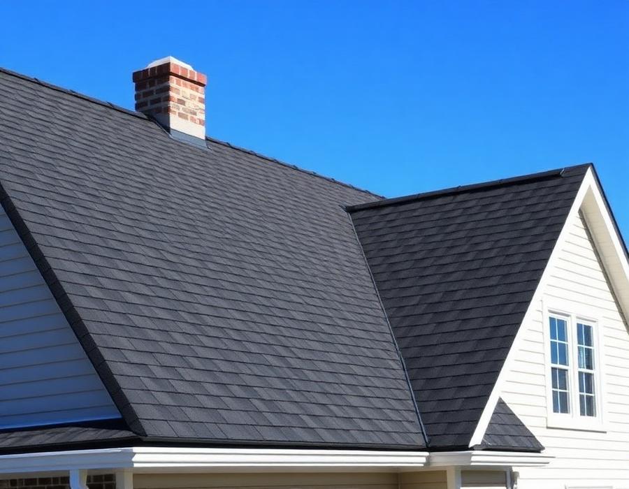 New architectural shingle roof installed on a residential home
